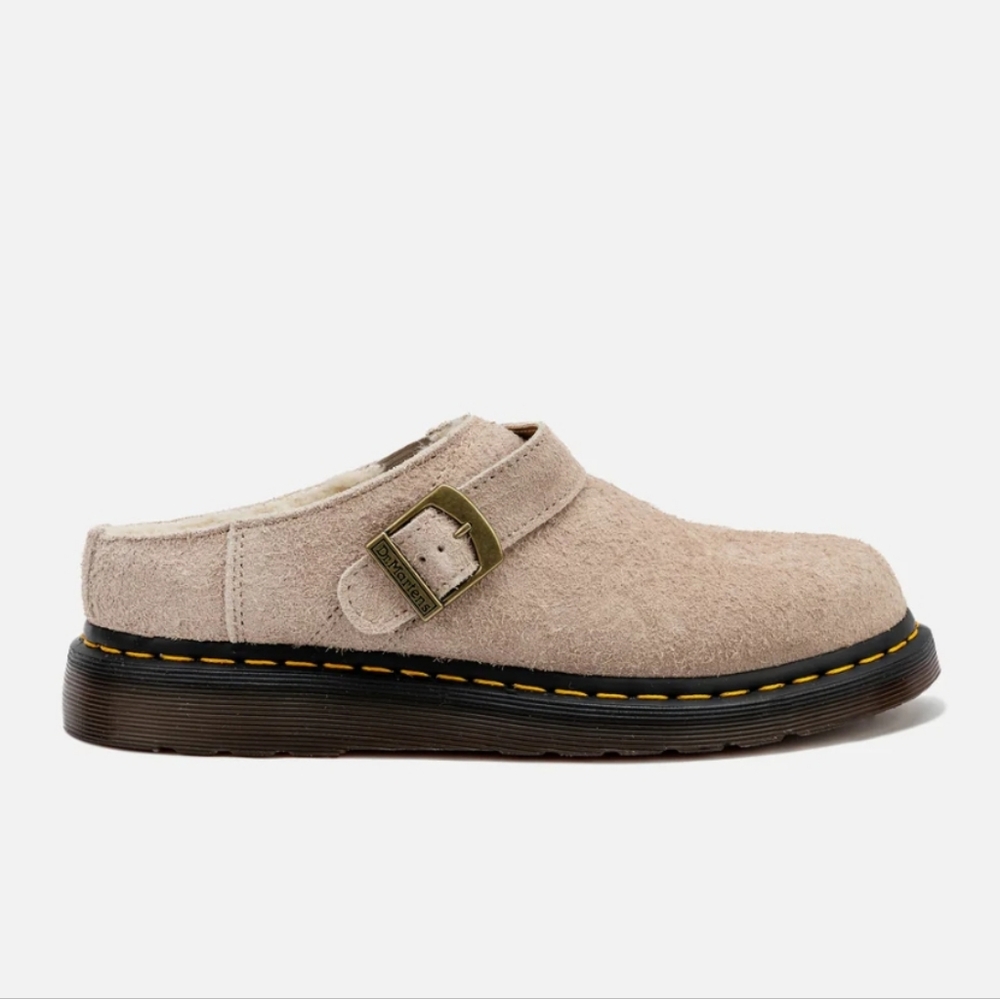 NWT  Dr. Martens Isham Faux Shearling Lined Suede Slingback Mules Size 10